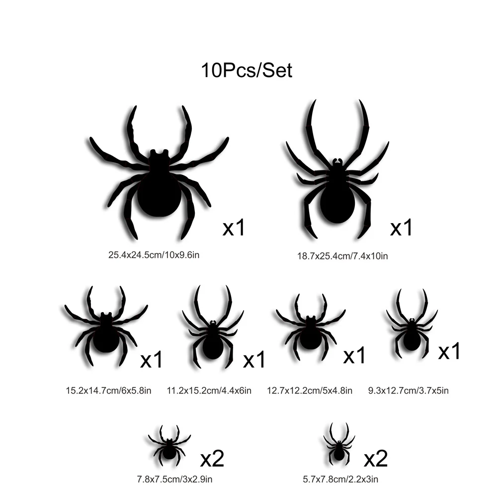 Measurements and contents of the 10-piece spider set